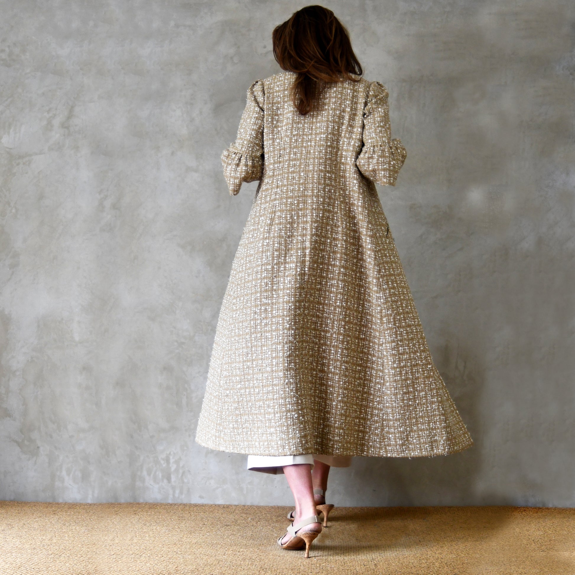 the brett coat in camel cotton mix boucle image 7