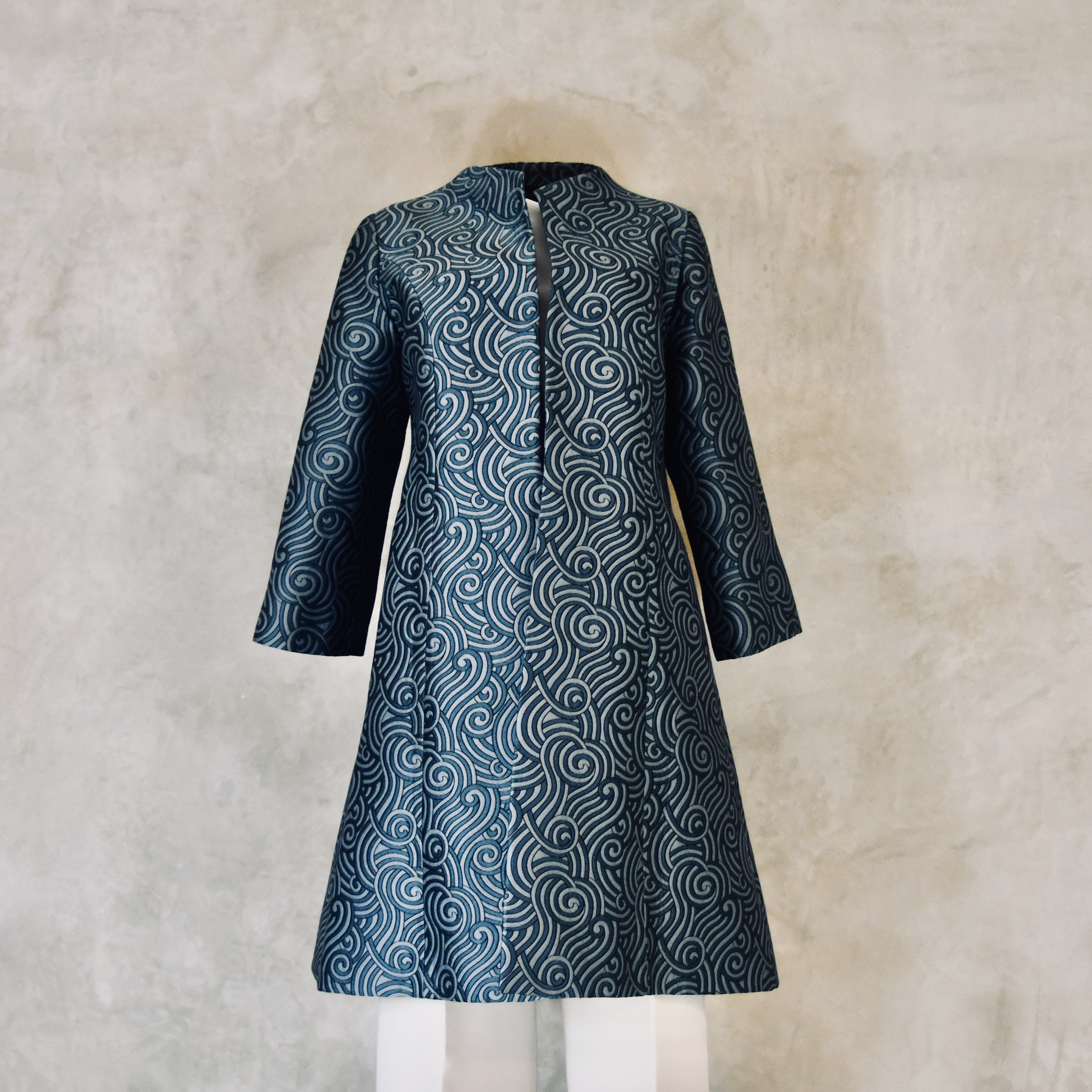 the ganz coat in teal silk mix brocade image 2