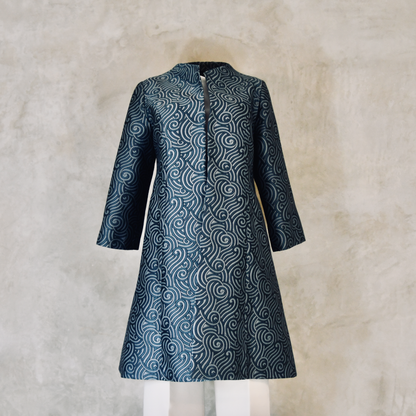 the ganz coat in teal silk mix brocade image 2