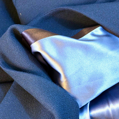 the bell coat in deep navy wool crepe image 8