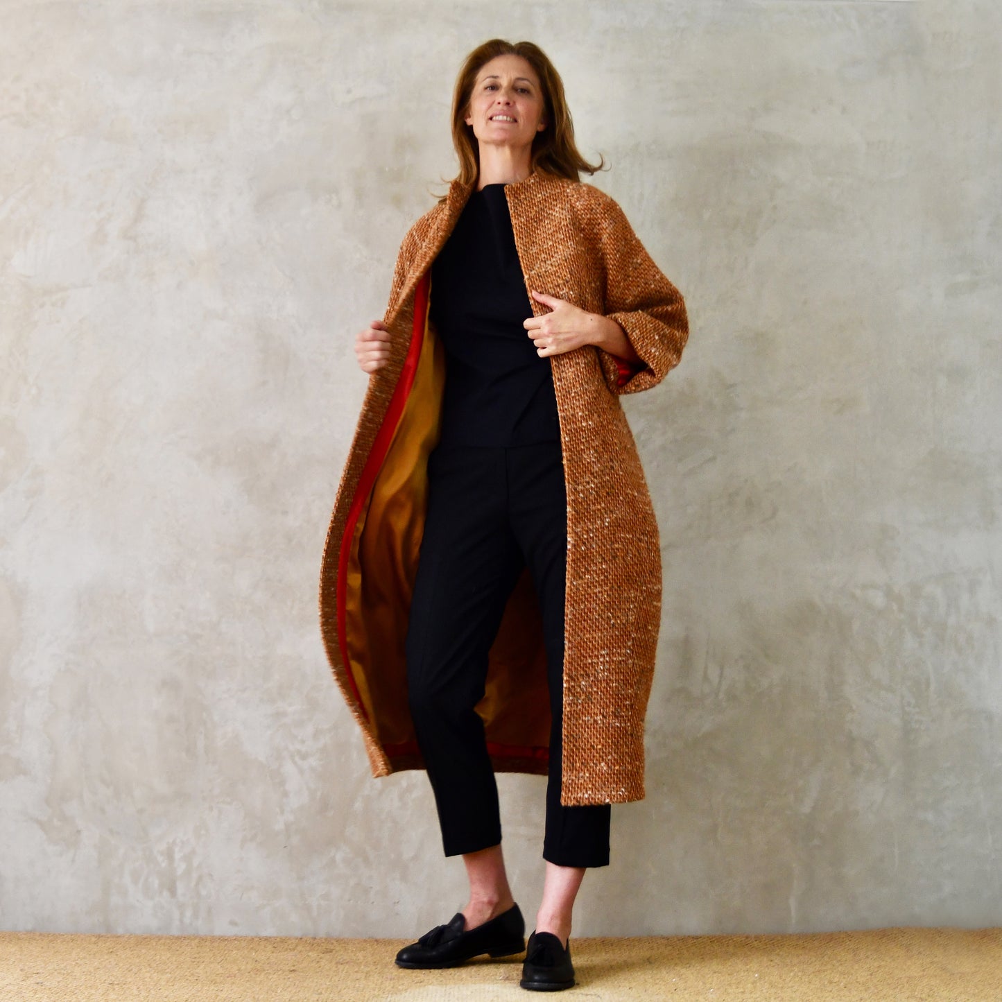 the long frink in burnt orange wool boucle image 7