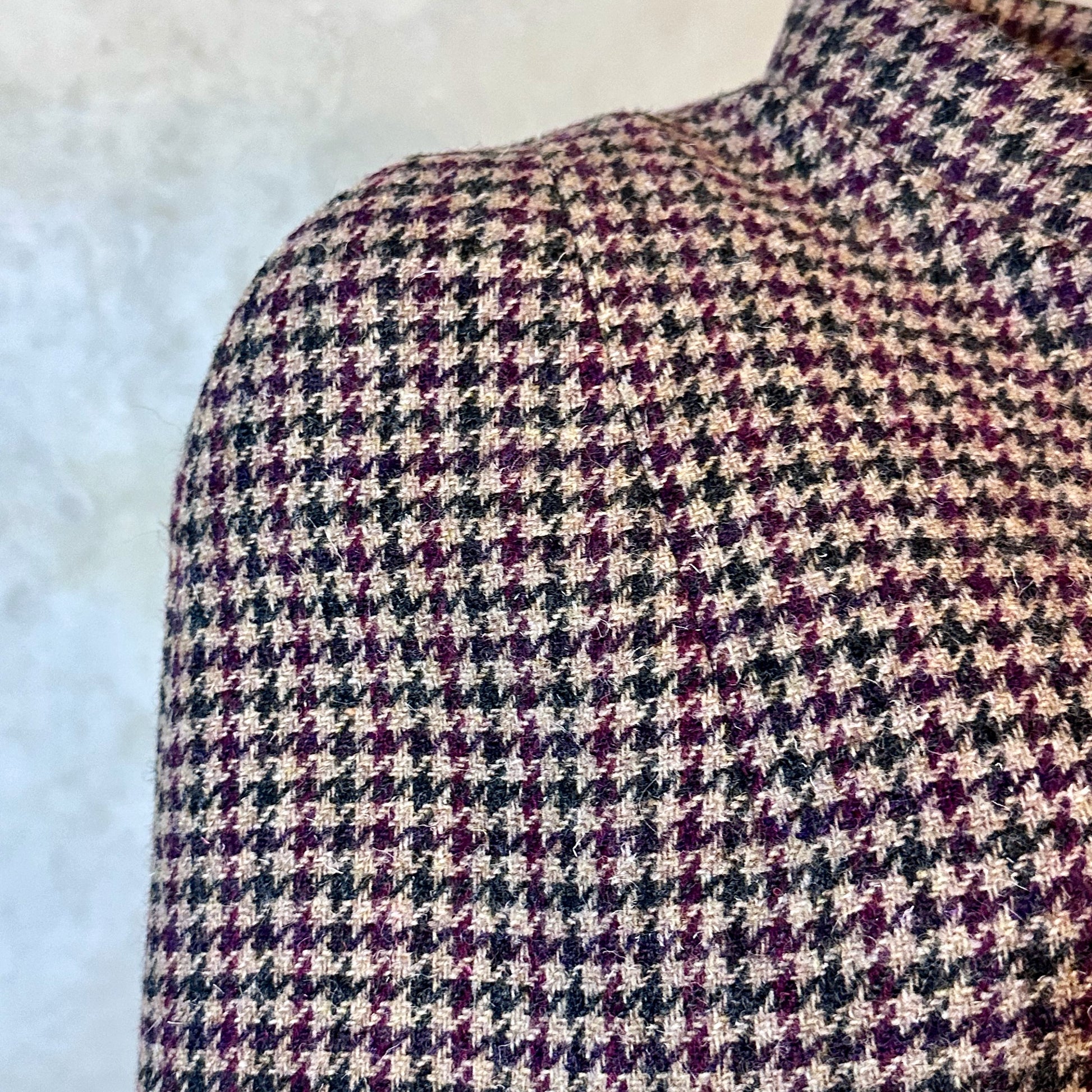 the clayton cape in camel, red and green check lovat tweed image 5