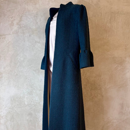 the delany coat in bottle green green wool boucle image 6