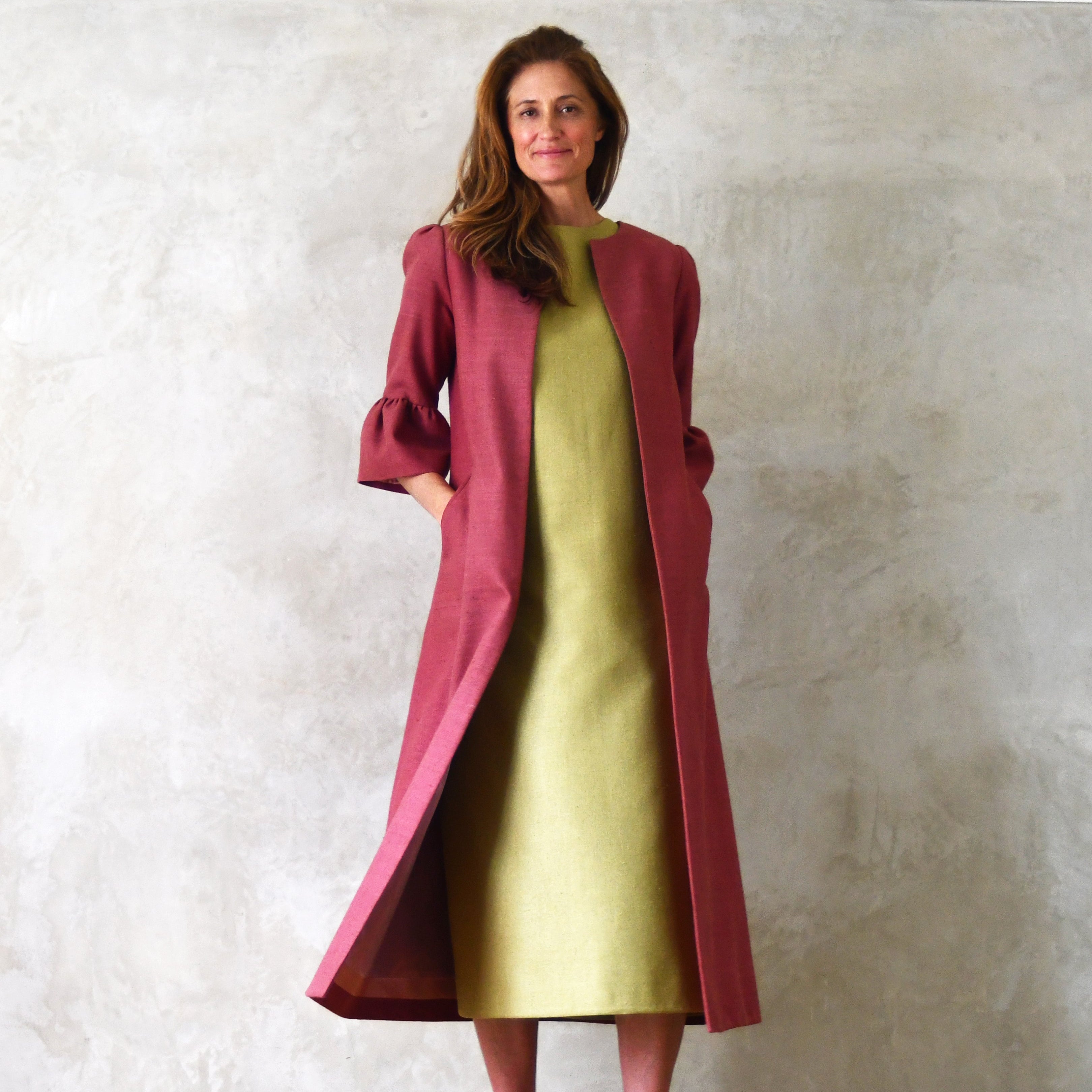 Pink Silk Bell Sleeve Coat