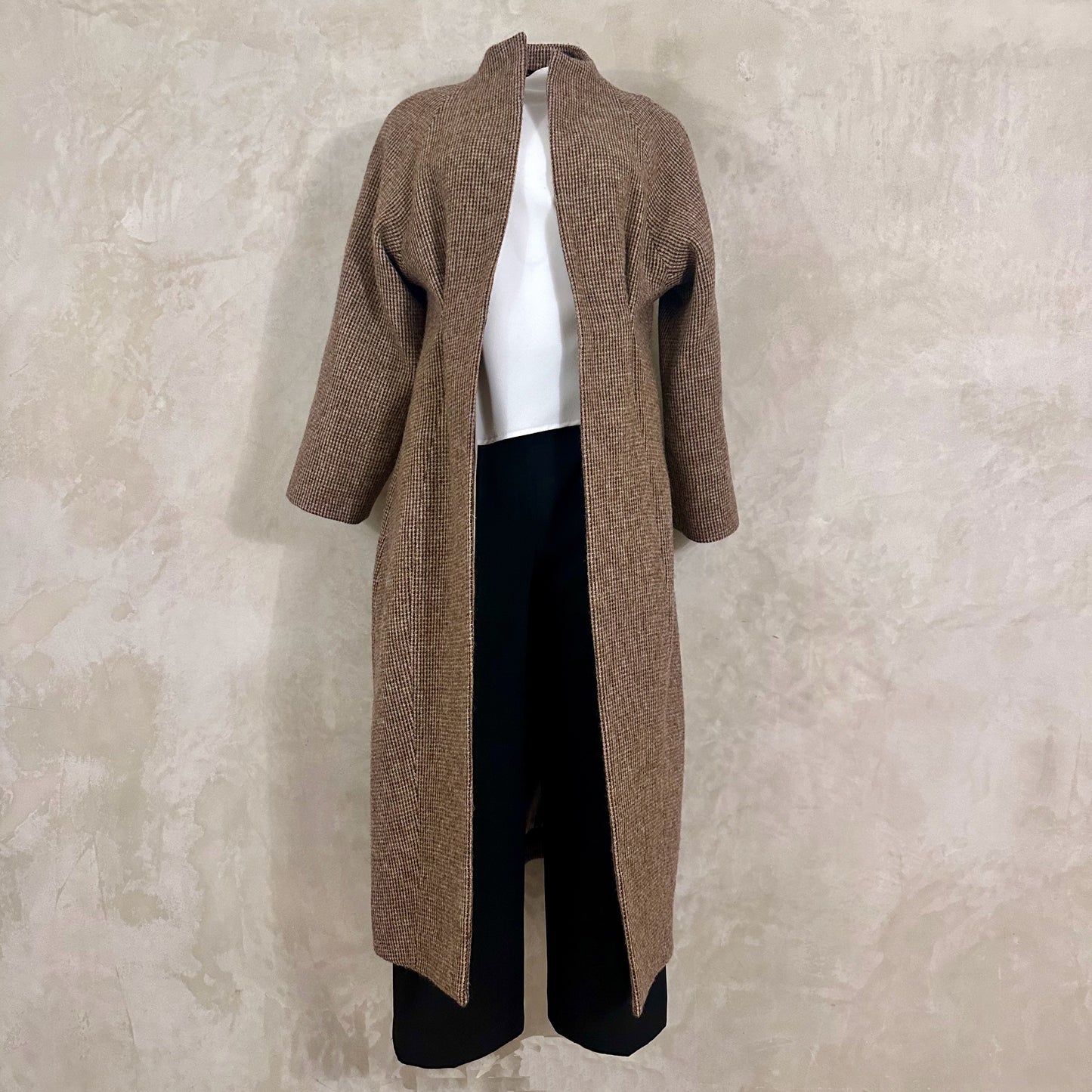 the long frink in small brown check lovat tweed image 0