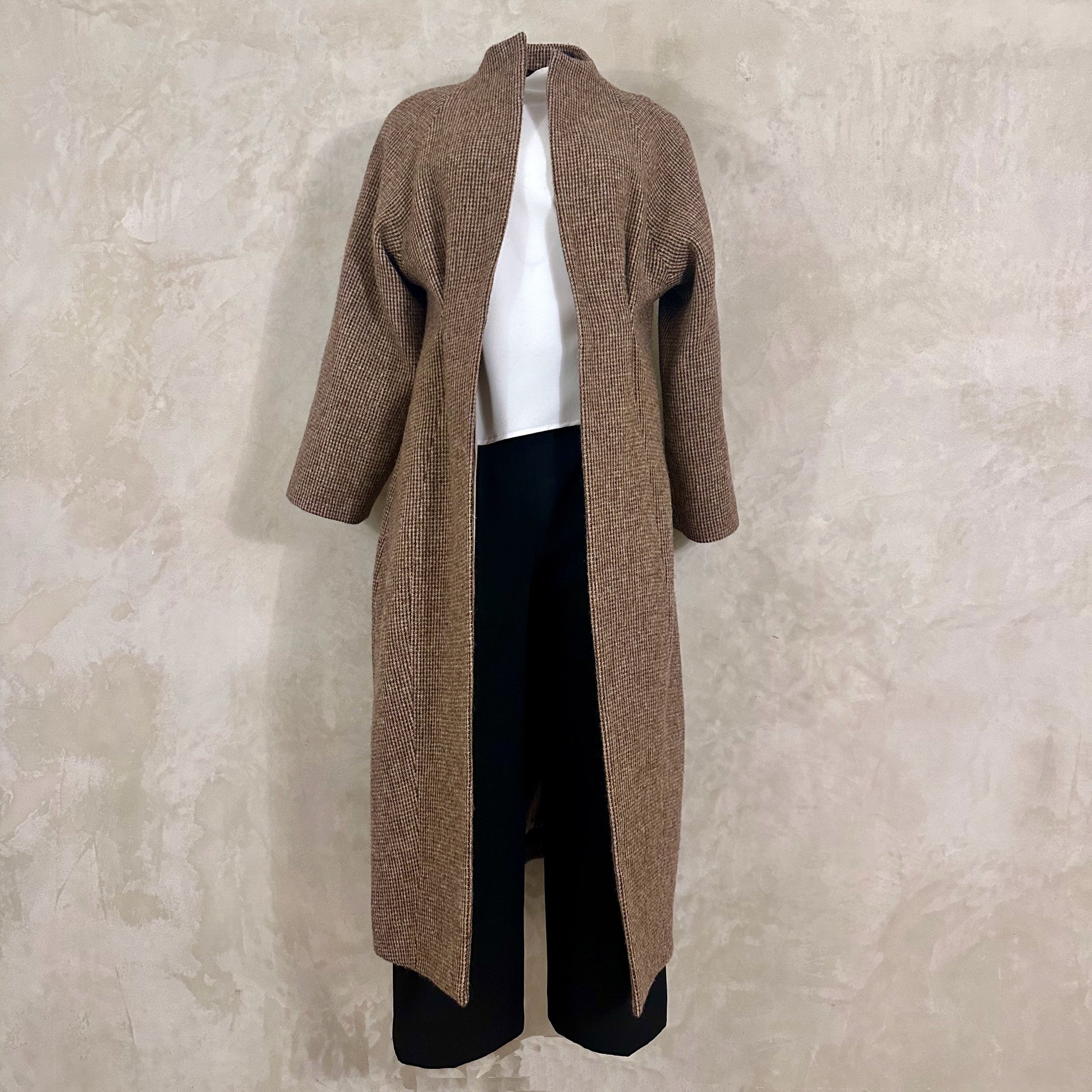 the long frink in small brown check lovat tweed image 0