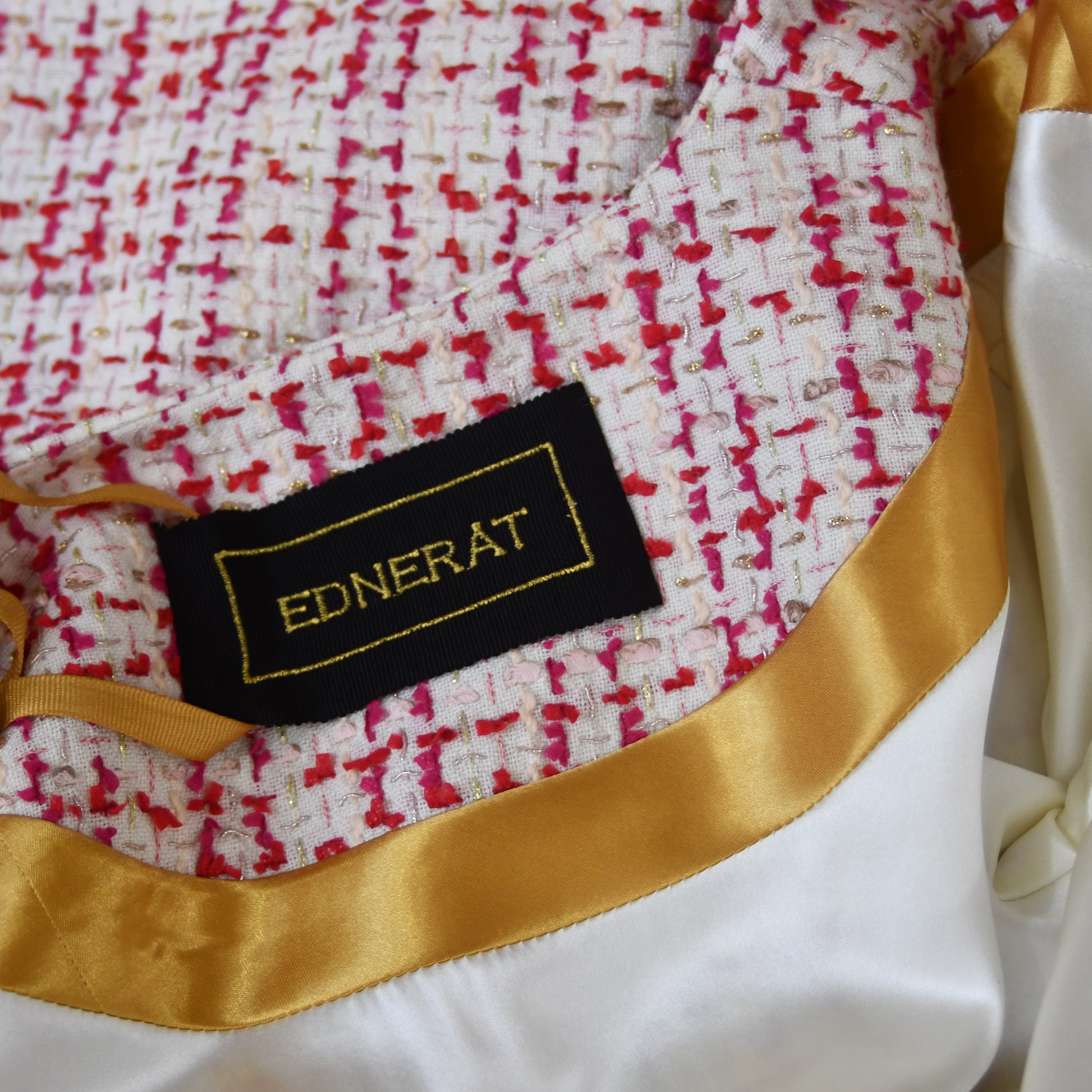 Bell Sleeve Boucle Coat - Fabric Close Up