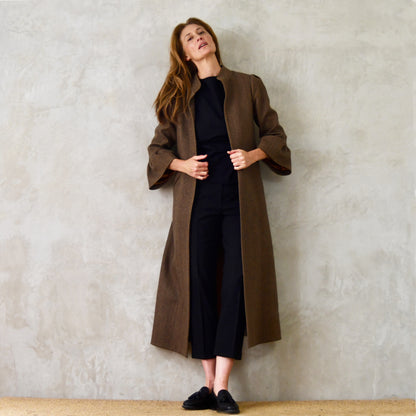 the delany coat in brown cashmere-lambswool herringbone flannel image 11