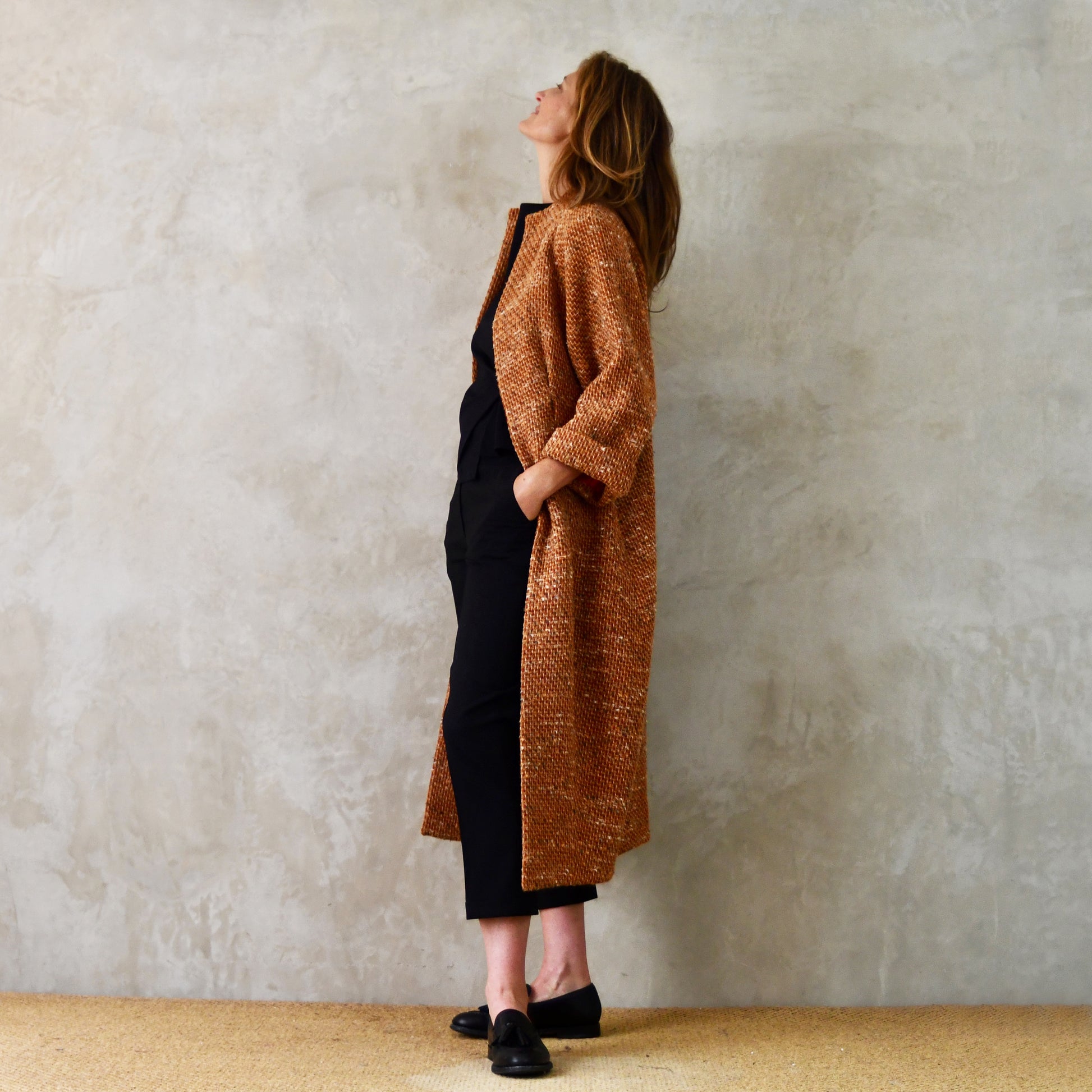 the long frink in burnt orange wool boucle image 6