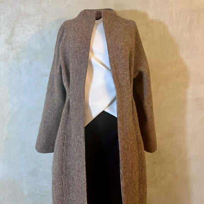 the long frink in small brown check lovat tweed image 3