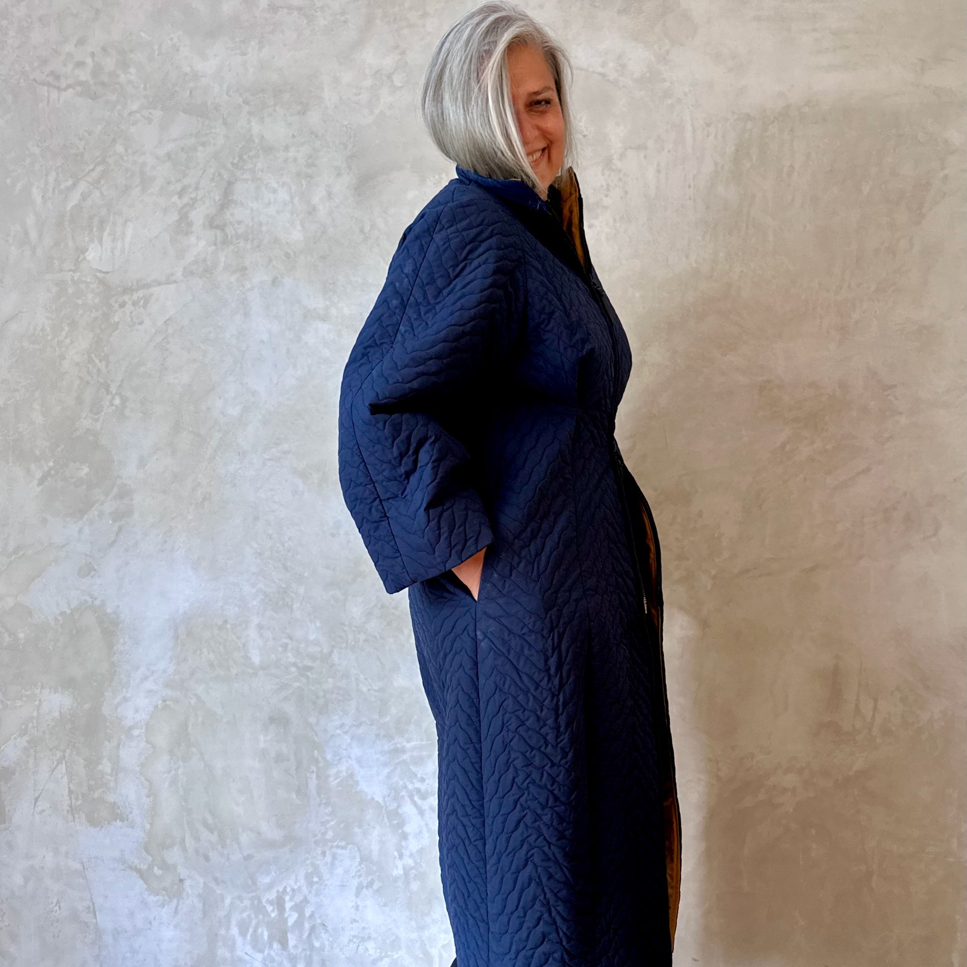 the quilted frink in navy image 0