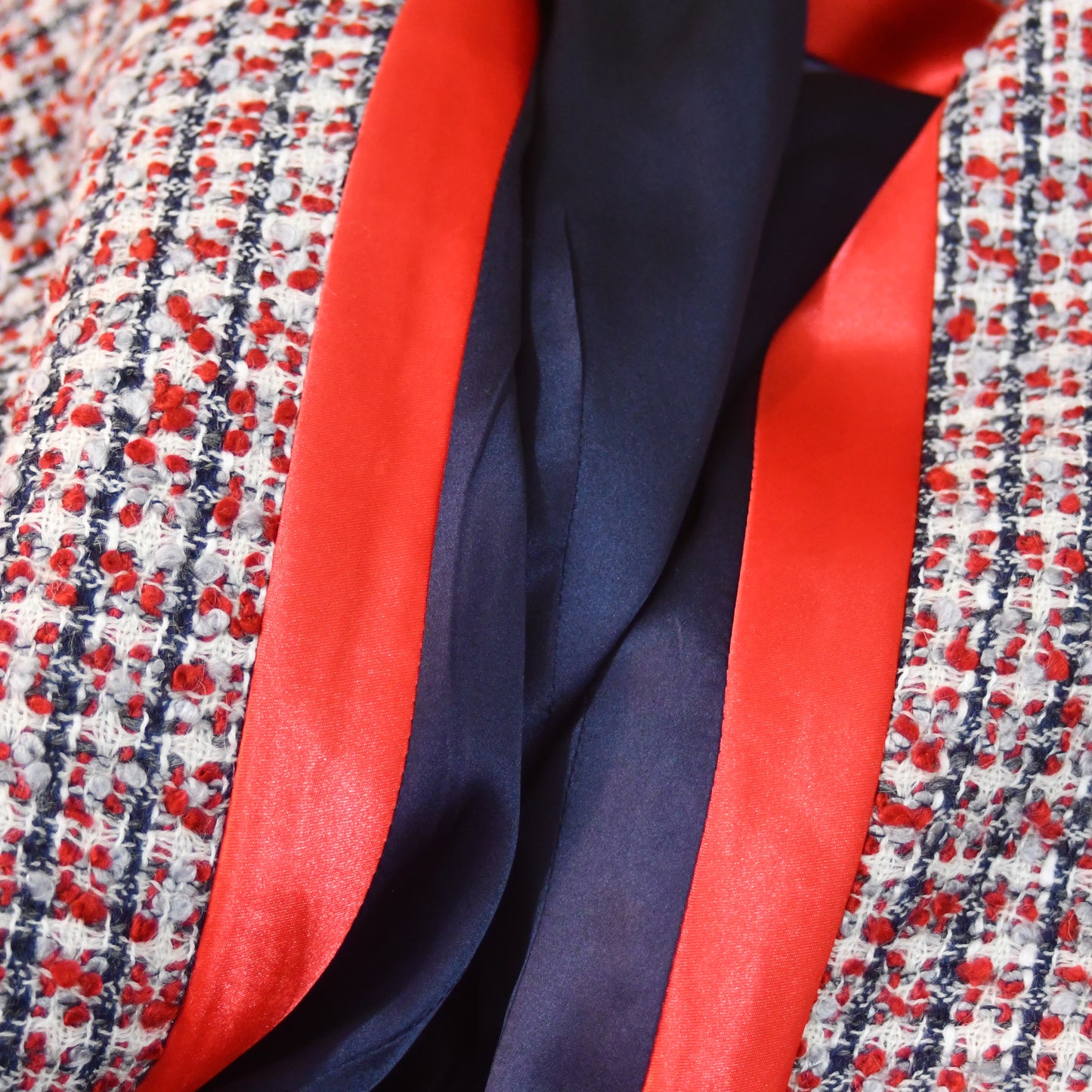 the long frink in red, ecru and navy wool boucle image 7