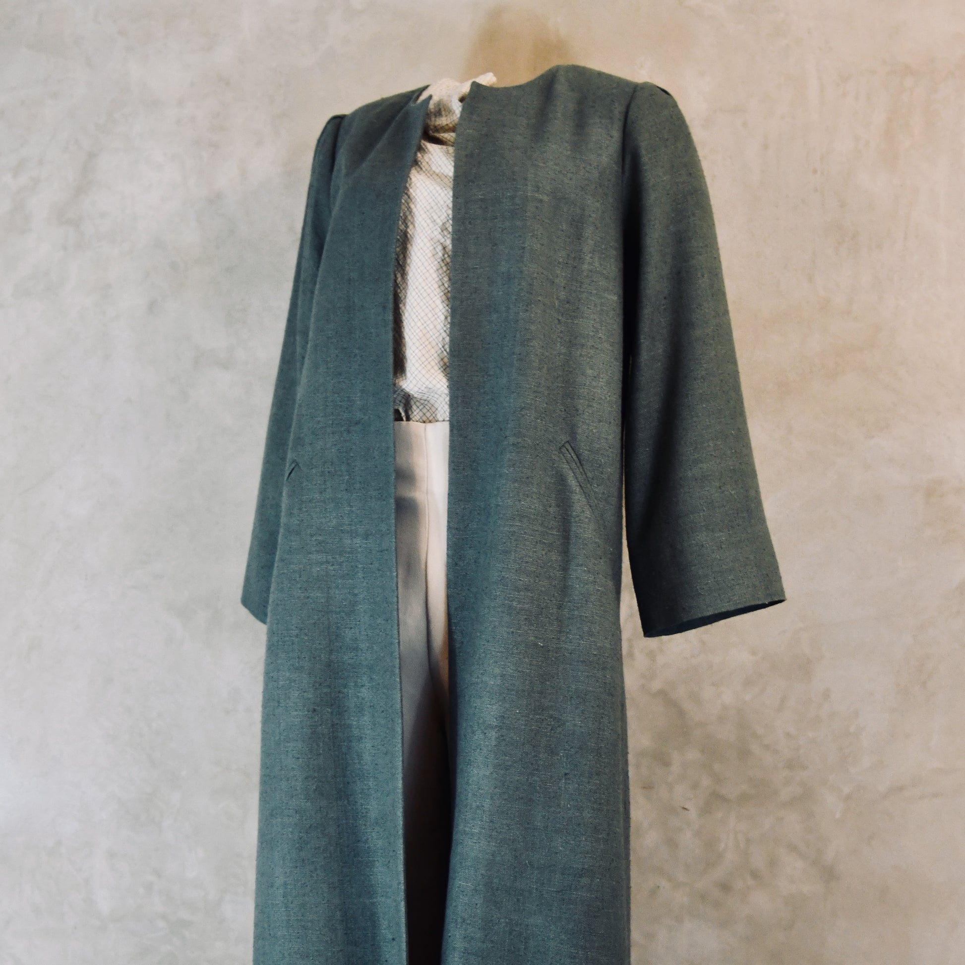 the bell coat in sage silk matka image 5