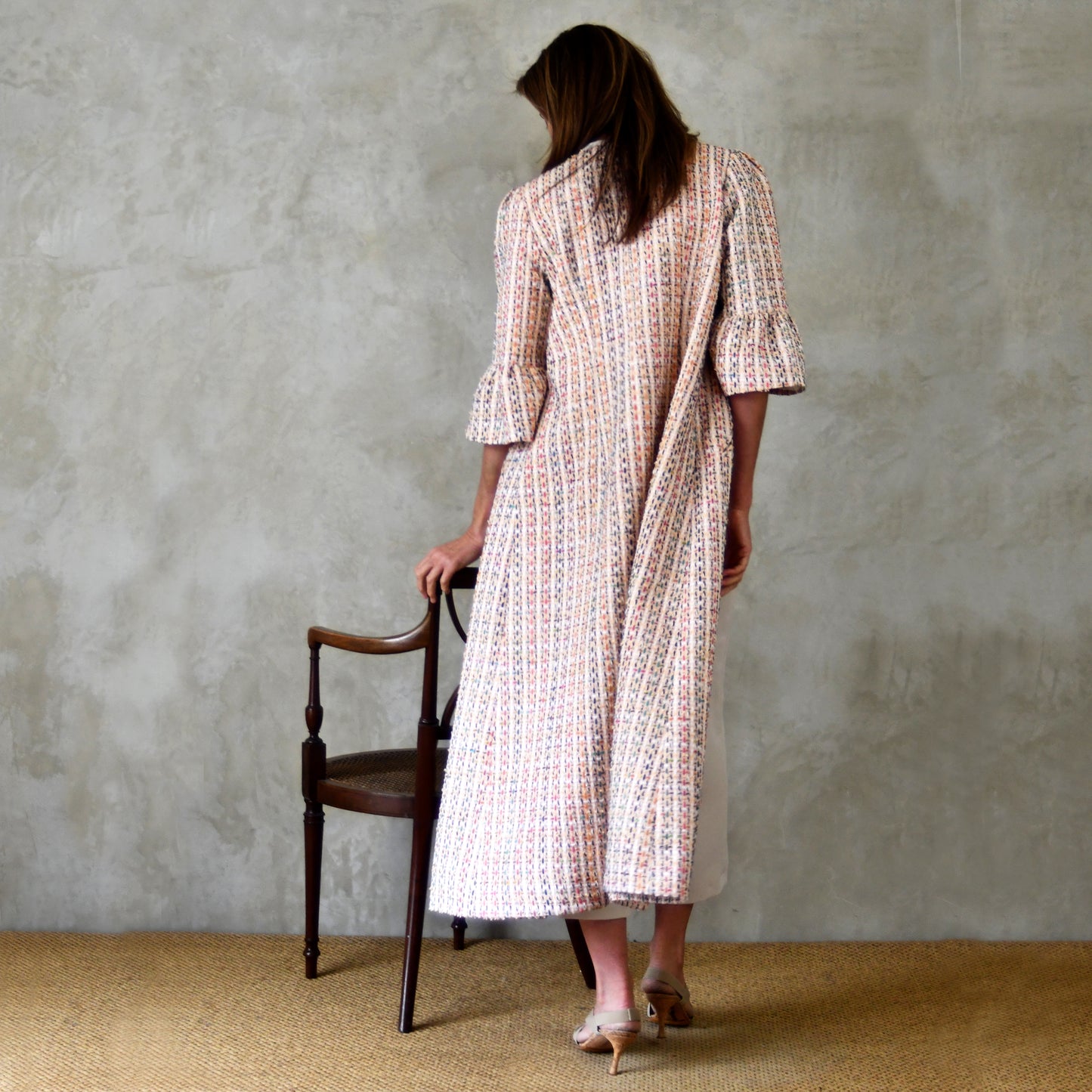 the brett coat in pale multicoloured boucle image 3