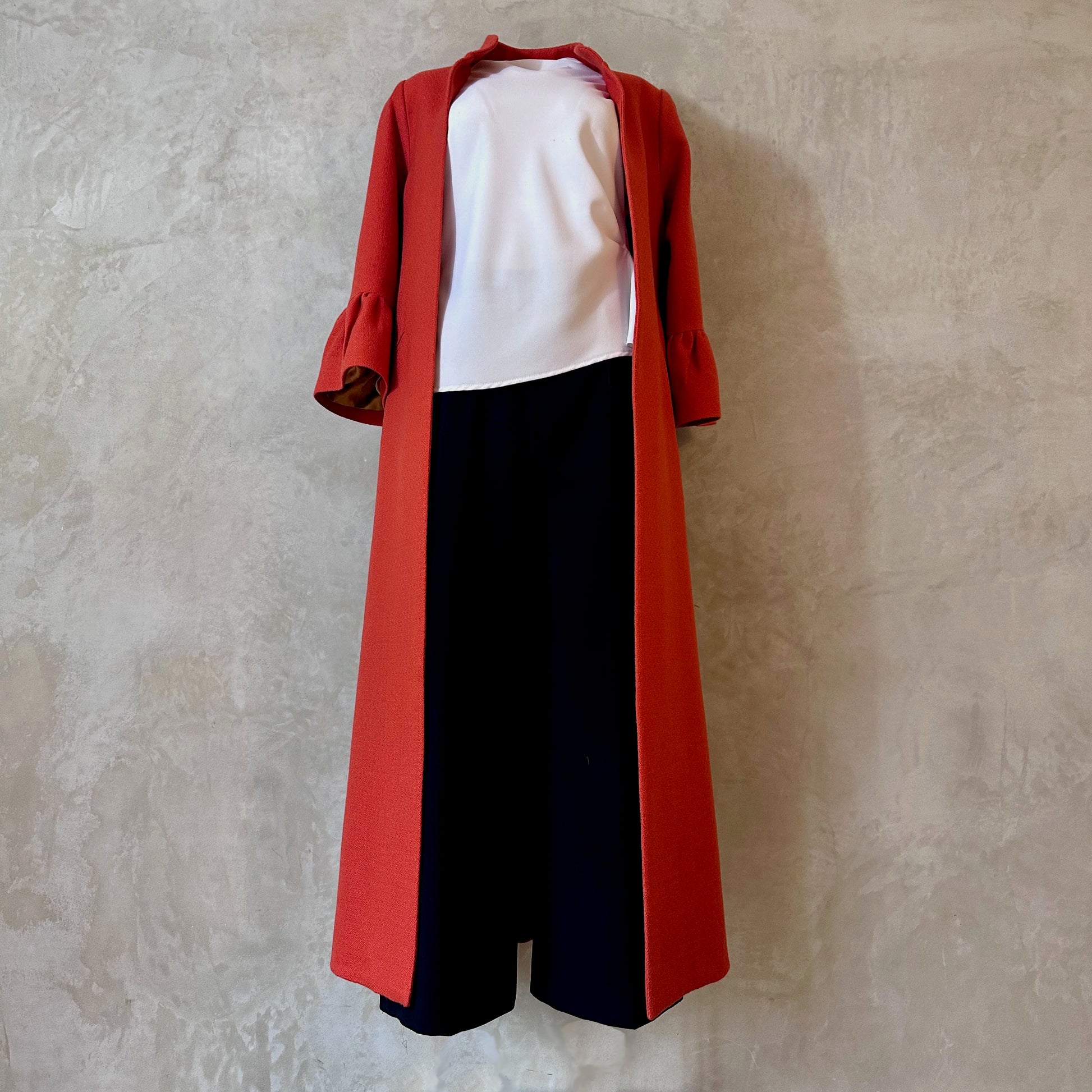 the delany coat in burnt orange wool crepe image 11