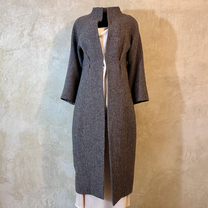 the long frink in small blue check lovat tweed image 3