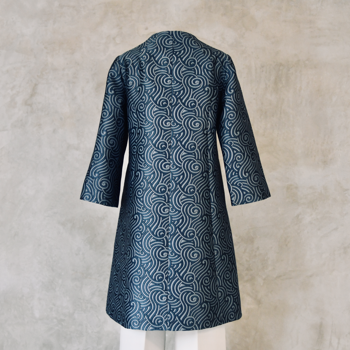 the ganz coat in teal silk mix brocade image 7
