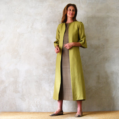 lime green silk matka delany coat image 11