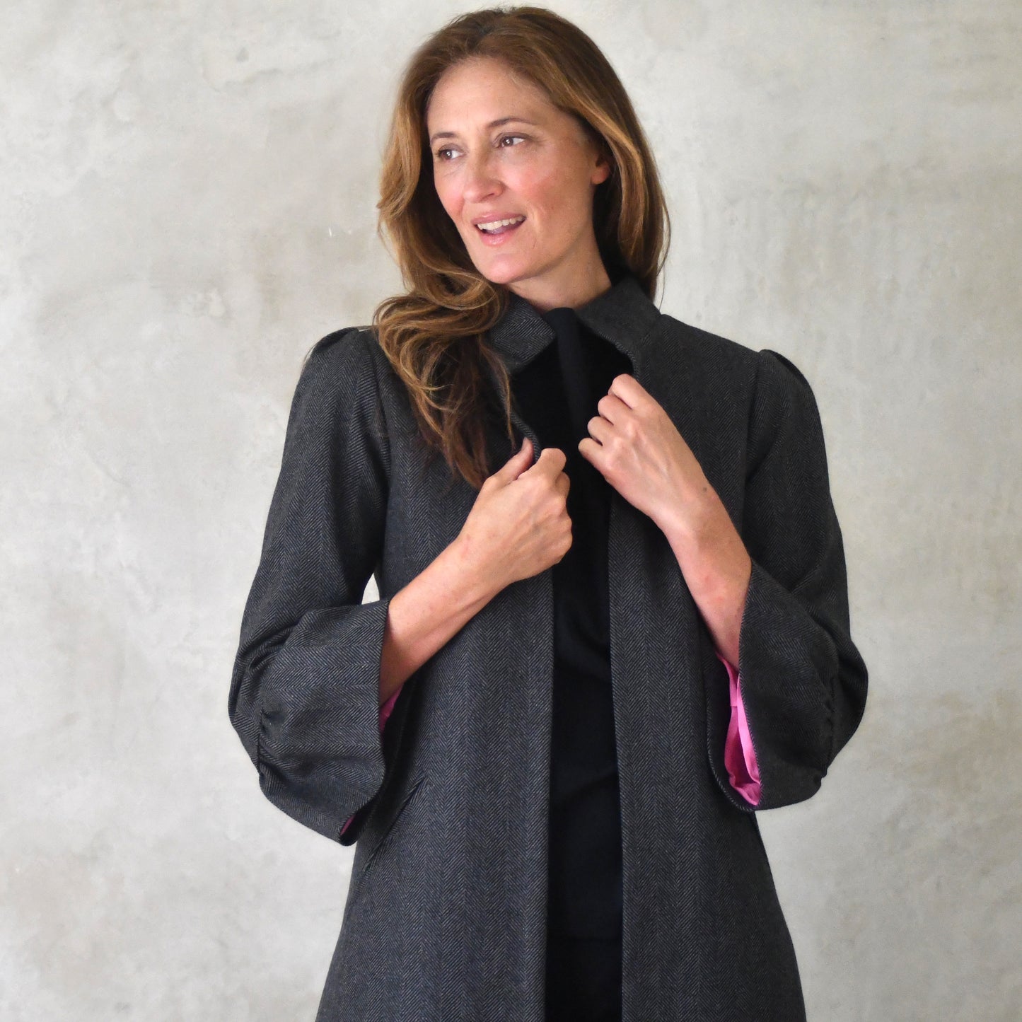 the delany coat in charcoal cashmere-lambswool herringbone flannel image 7