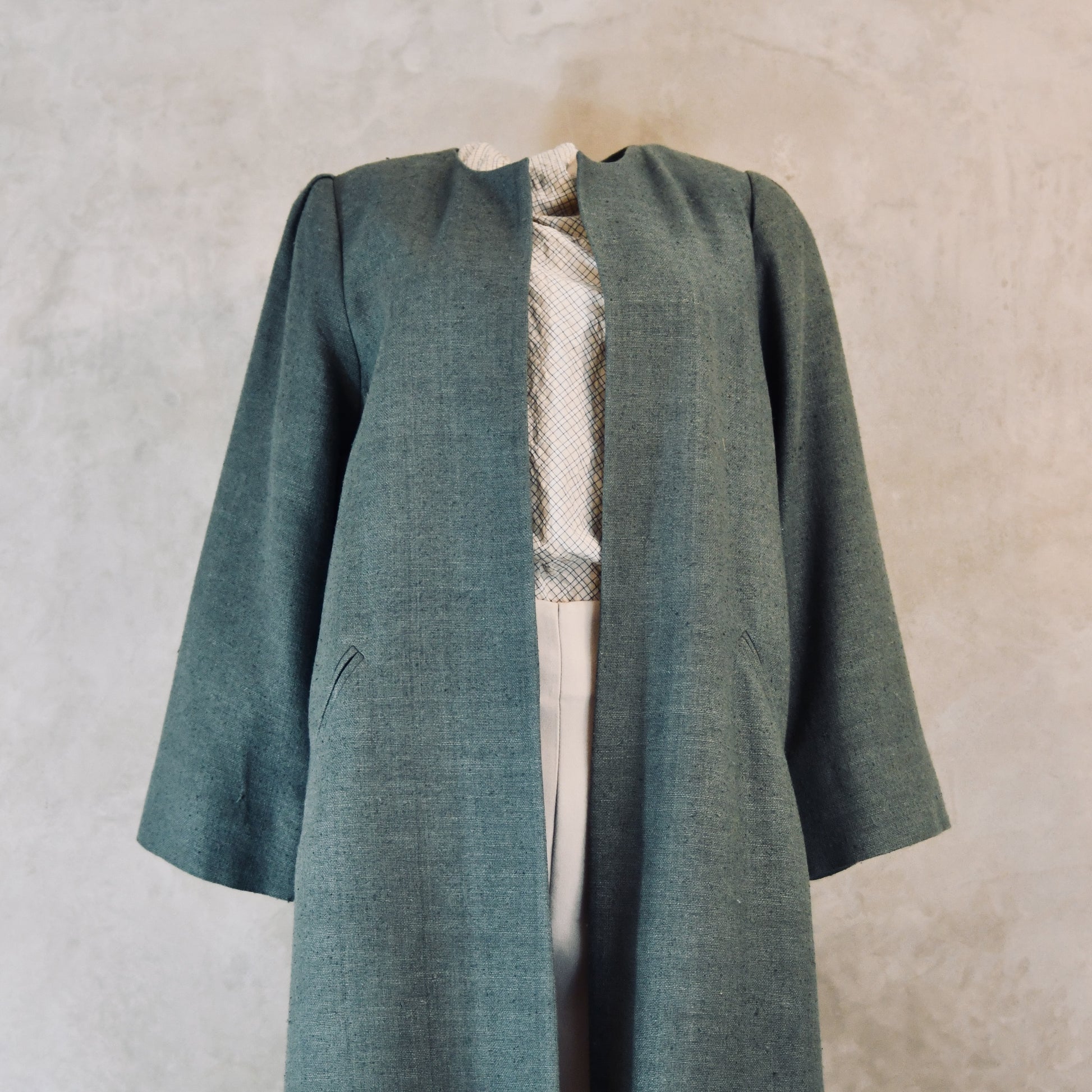 the bell coat in sage silk matka image 3