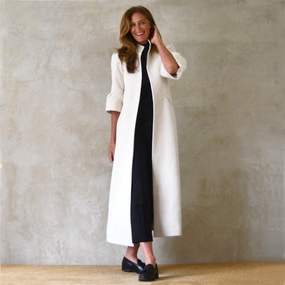 the delany coat in white silk boucle image 5