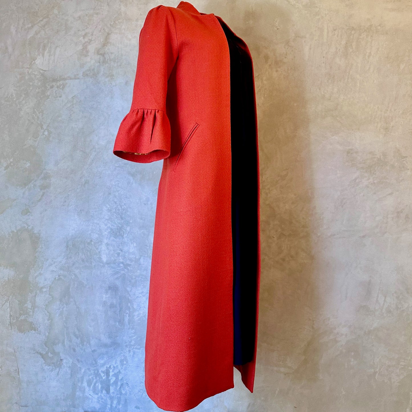 the delany coat in burnt orange wool crepe image 12