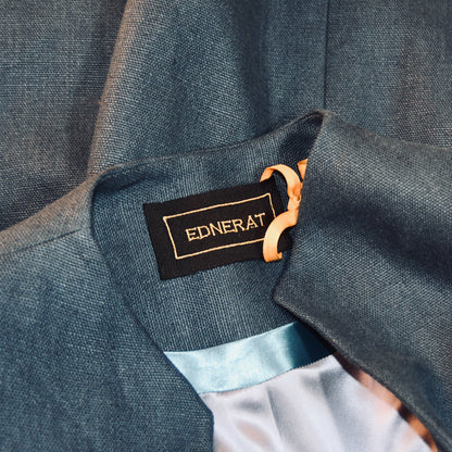 Navy Linen Coat –  Collar Detail