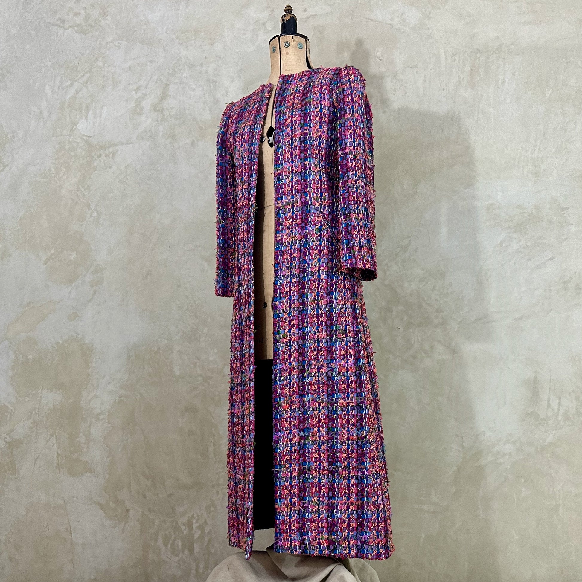 the bell coat in raspberry boucle image 8