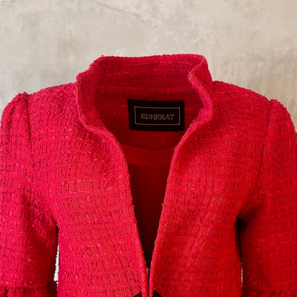 red boucle delany coat image 2