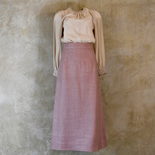 the waisted a-line skirt in antique rose silk matka image 0