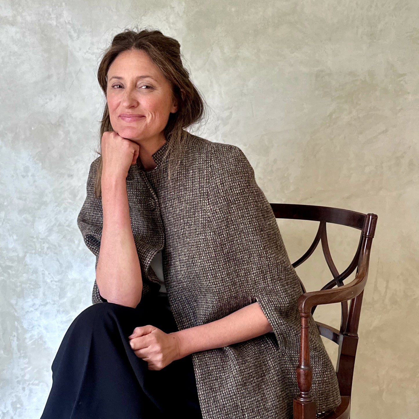 the clayton cape in camel, red and green check lovat tweed image 11