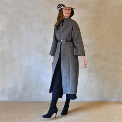 the long frink in small blue check lovat tweed image 2