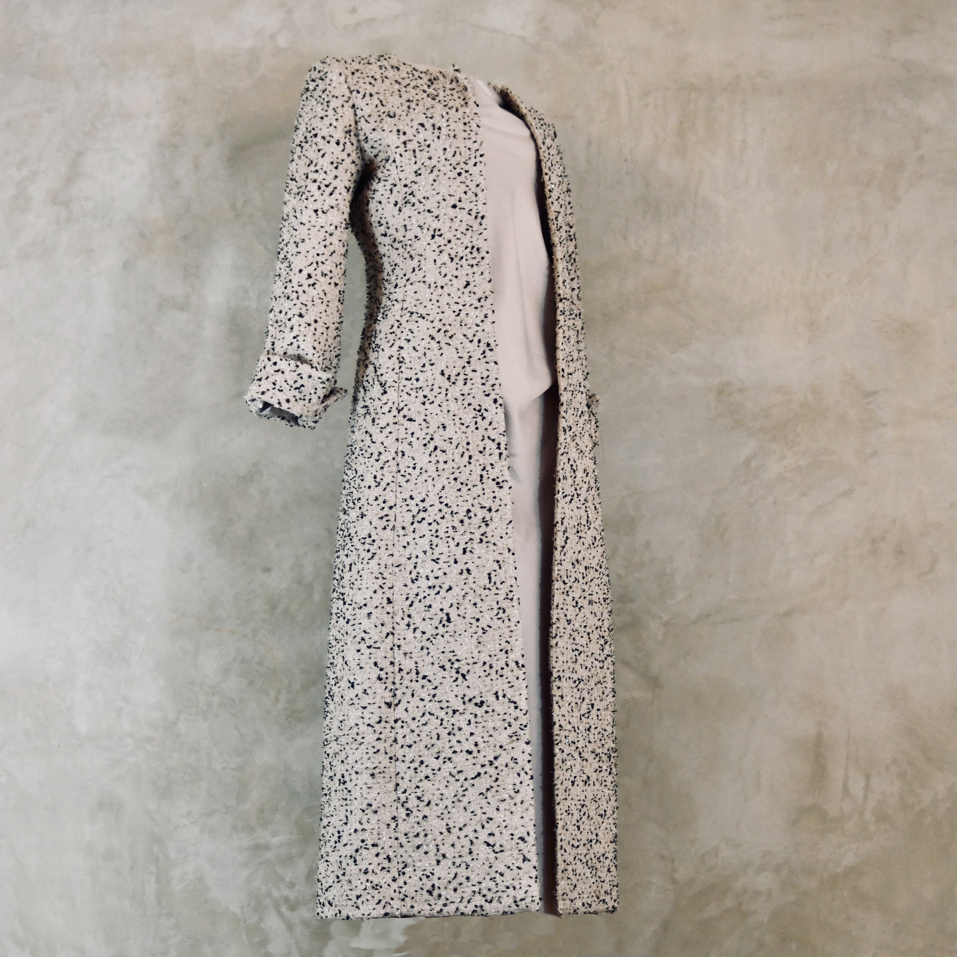 the biffin coat in offwhite, charcoal & silver boucle image 2