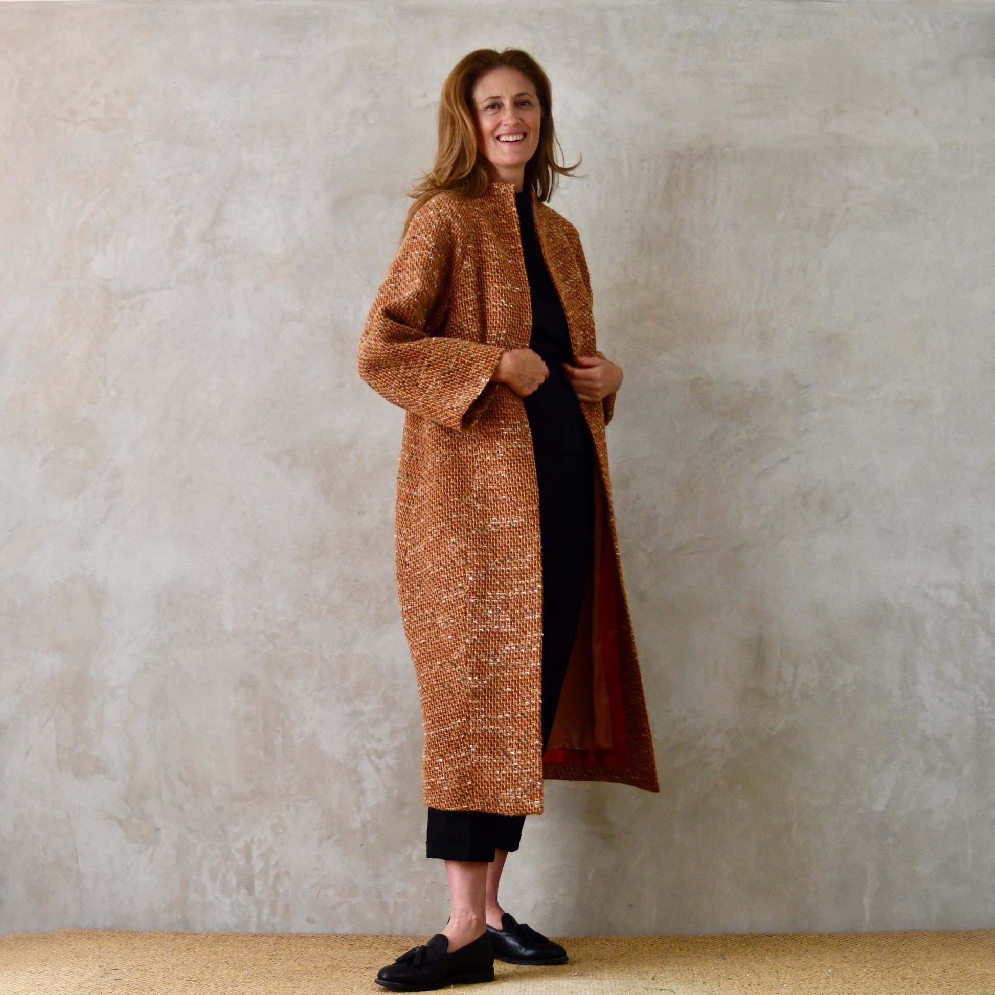 the long frink in burnt orange wool boucle image 1