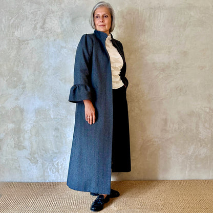 the brett coat in brown-black cashmere-lambswool herringbone flannel image 7