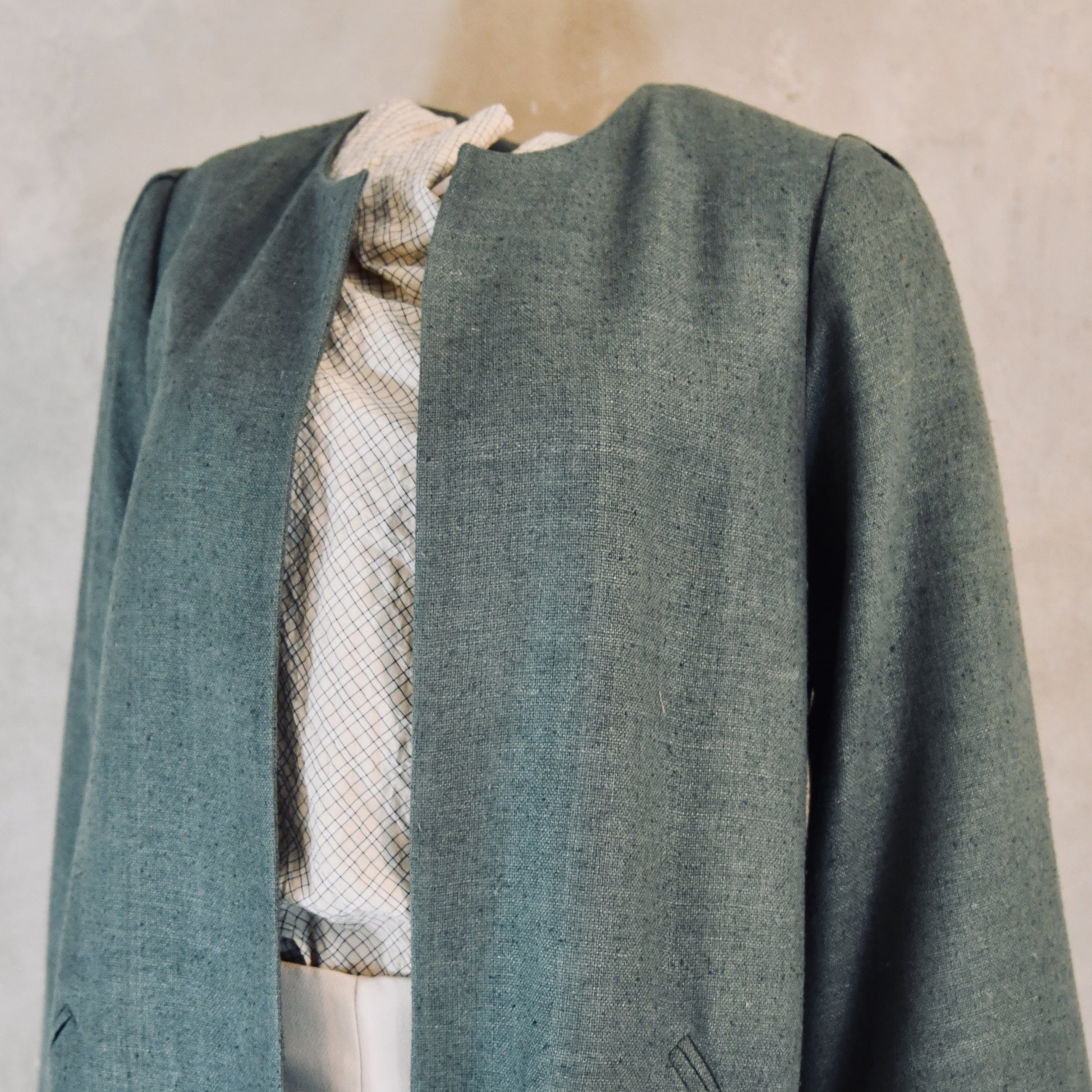 the bell coat in sage silk matka image 6