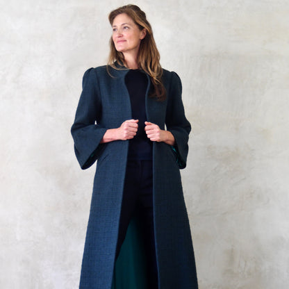 the delany coat in bottle green green wool boucle image 1