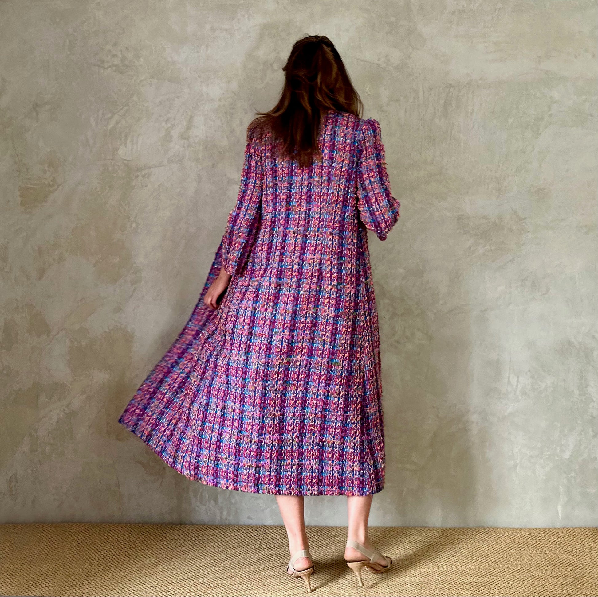 the bell coat in raspberry boucle image 9