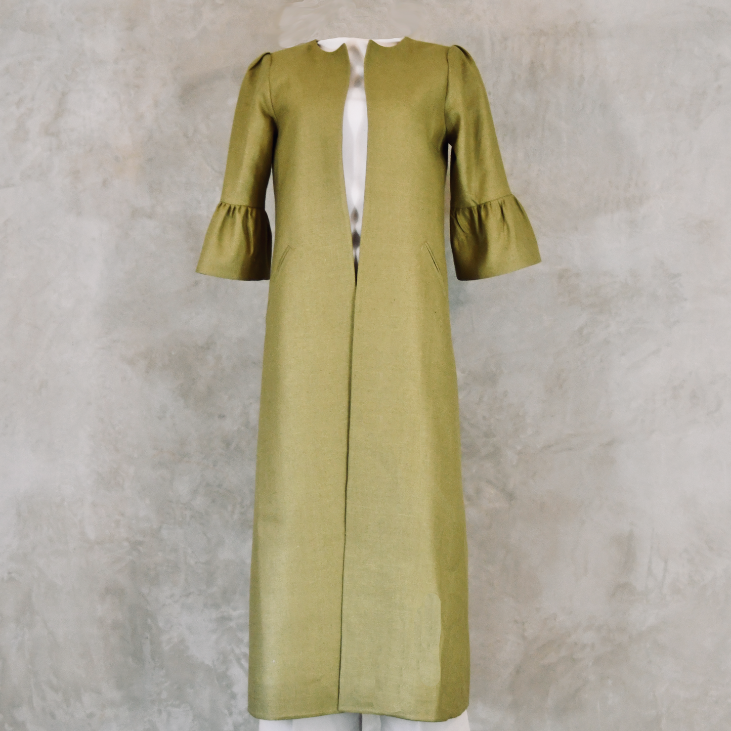 lime green silk matka delany coat image 12