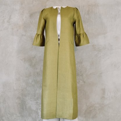 lime green silk matka delany coat image 12
