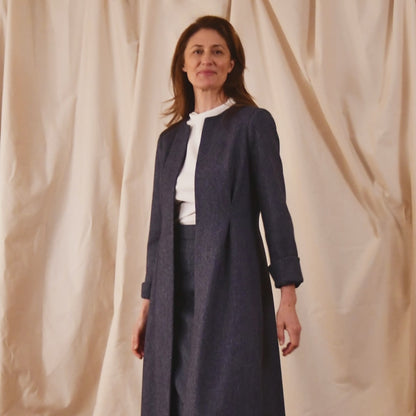 Blue Tweed Hourglass Coat