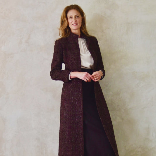 Dark Brown Boucle Hourglass Coat - Video