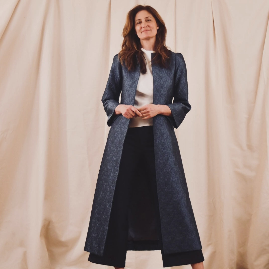 Long Brocade A-Line Coat