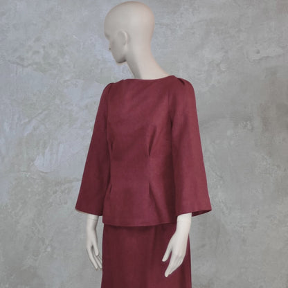Tailored Silk Boat Neck Blouse